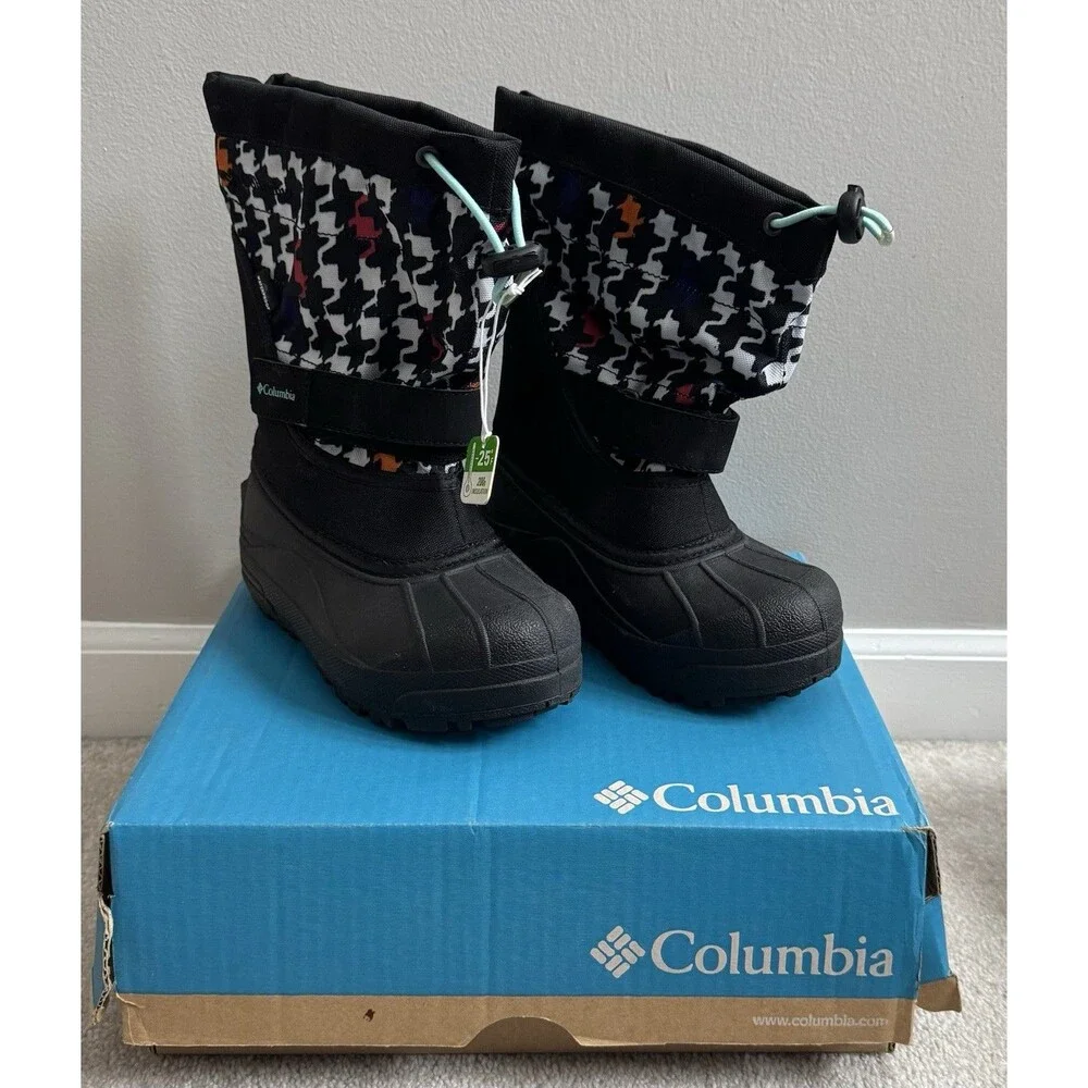 NWT's Columbia PowderBug Plus II Girls Youth 1 Snow/Winter Boots Black